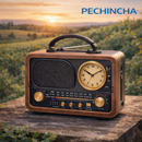📻 Rádio Vintage Bluetooth com Relógio – AM/FM/S