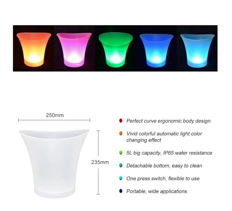 Balde de gelo led com coluna