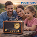 📻 Rádio Vintage Bluetooth com Relógio – AM/FM/S