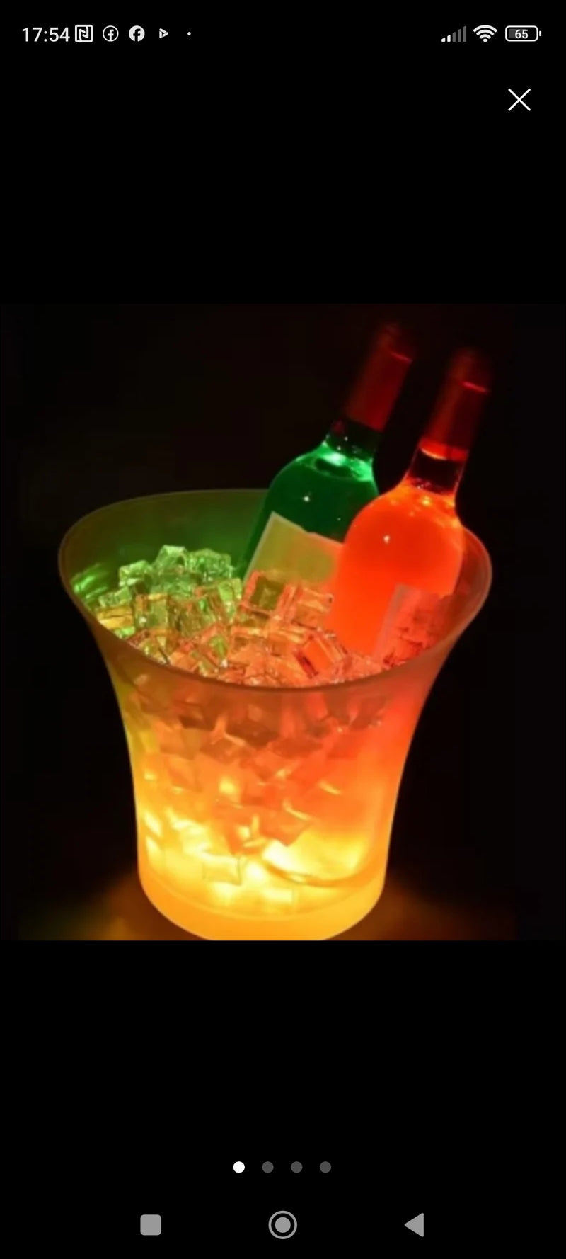Balde de gelo led com coluna