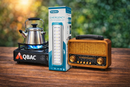 Kit de Emergência 3 em 1 – Fogão Portátil + Lanterna LED + Rádio