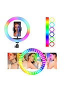 Ring Light Colorido MJ26 – Tripé Suporte para 1 Telemóvel 26cm Diâmetro